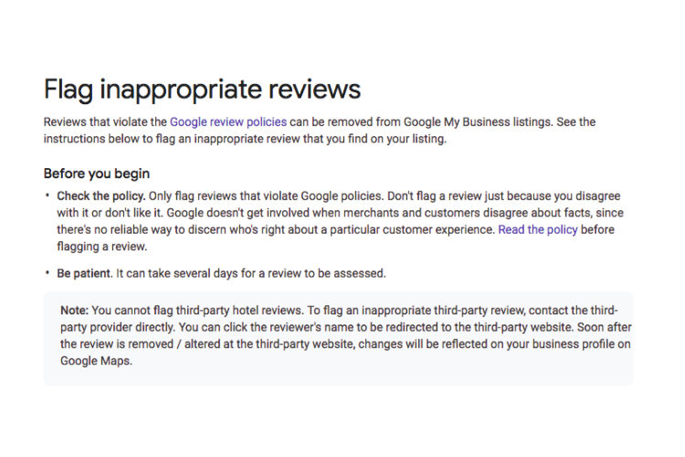 how to delete a google review flagging review screenshot